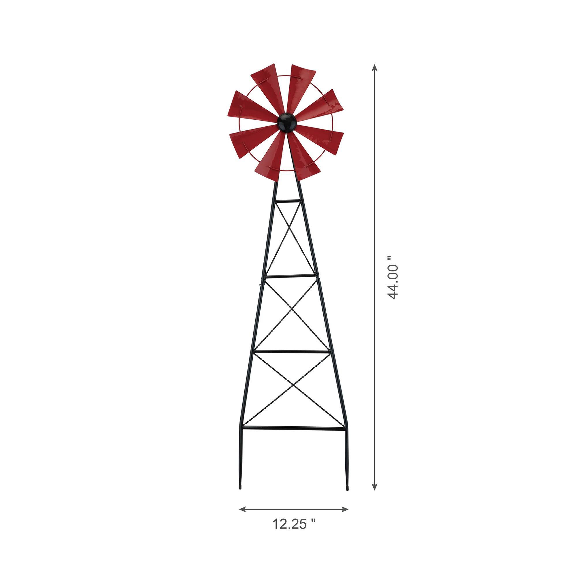 Glitzhome® 3.5ft Red Metal Wind Spinner Yard Stake